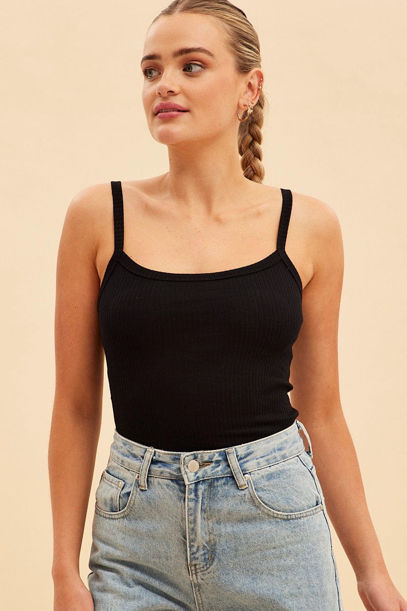 Black Prea Bind Detail Singlet