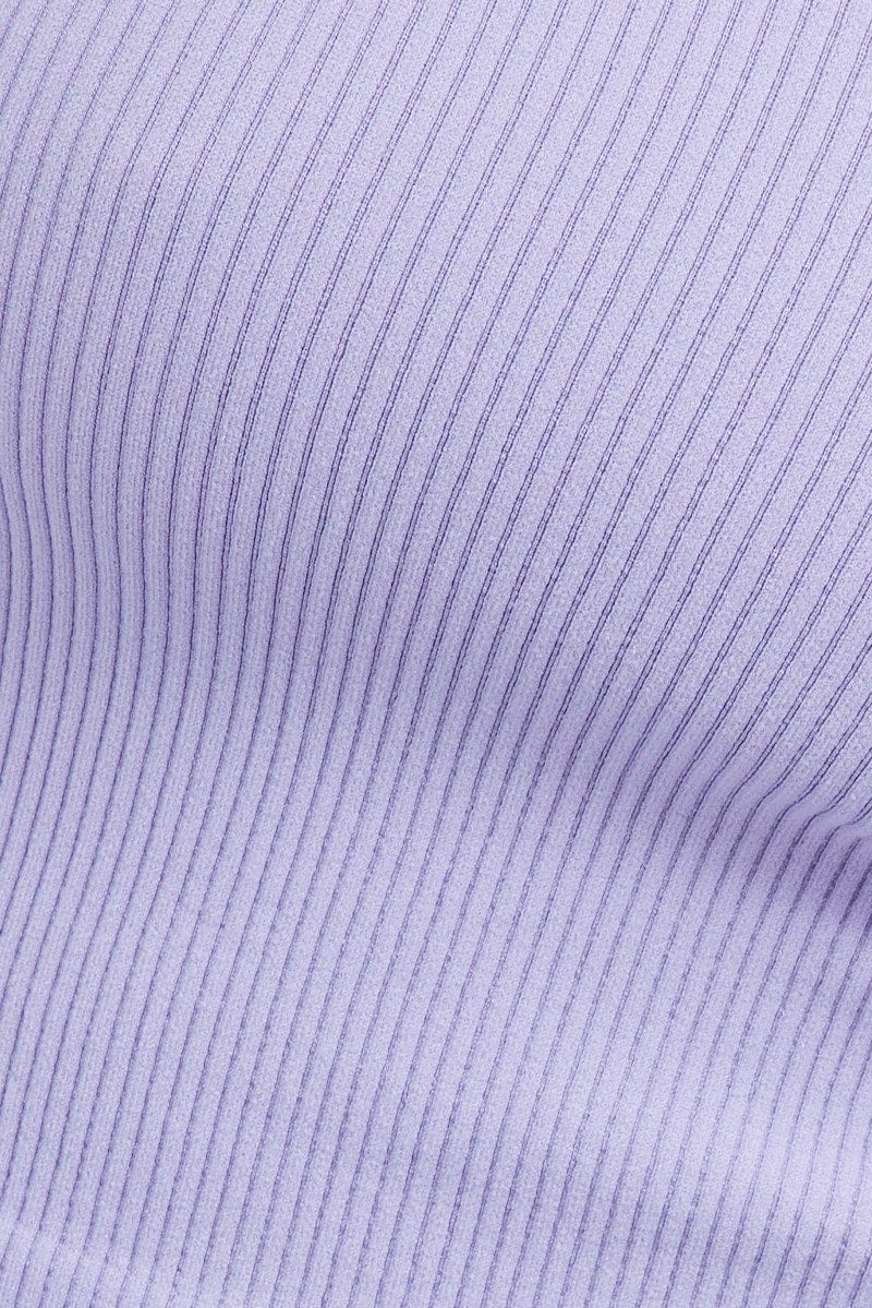 Purple Top Long Sleeve Scoop Neck Seamless