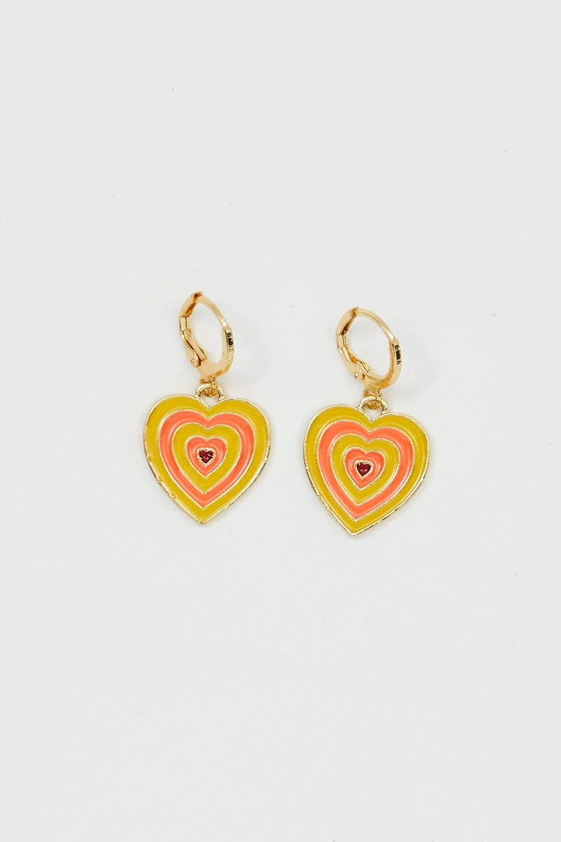 Yellow Heart Drop Earrings