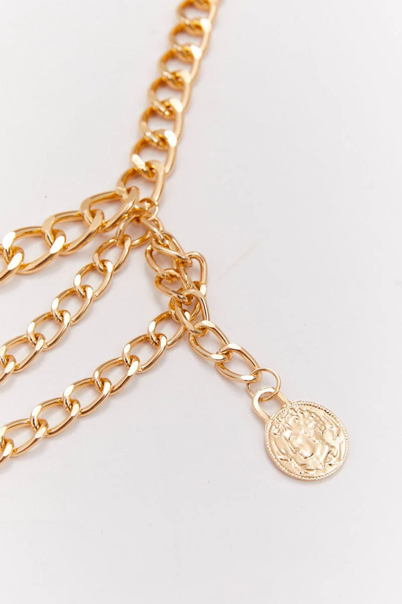 Gold Coin Decor Multilayer Waist Chain Belts