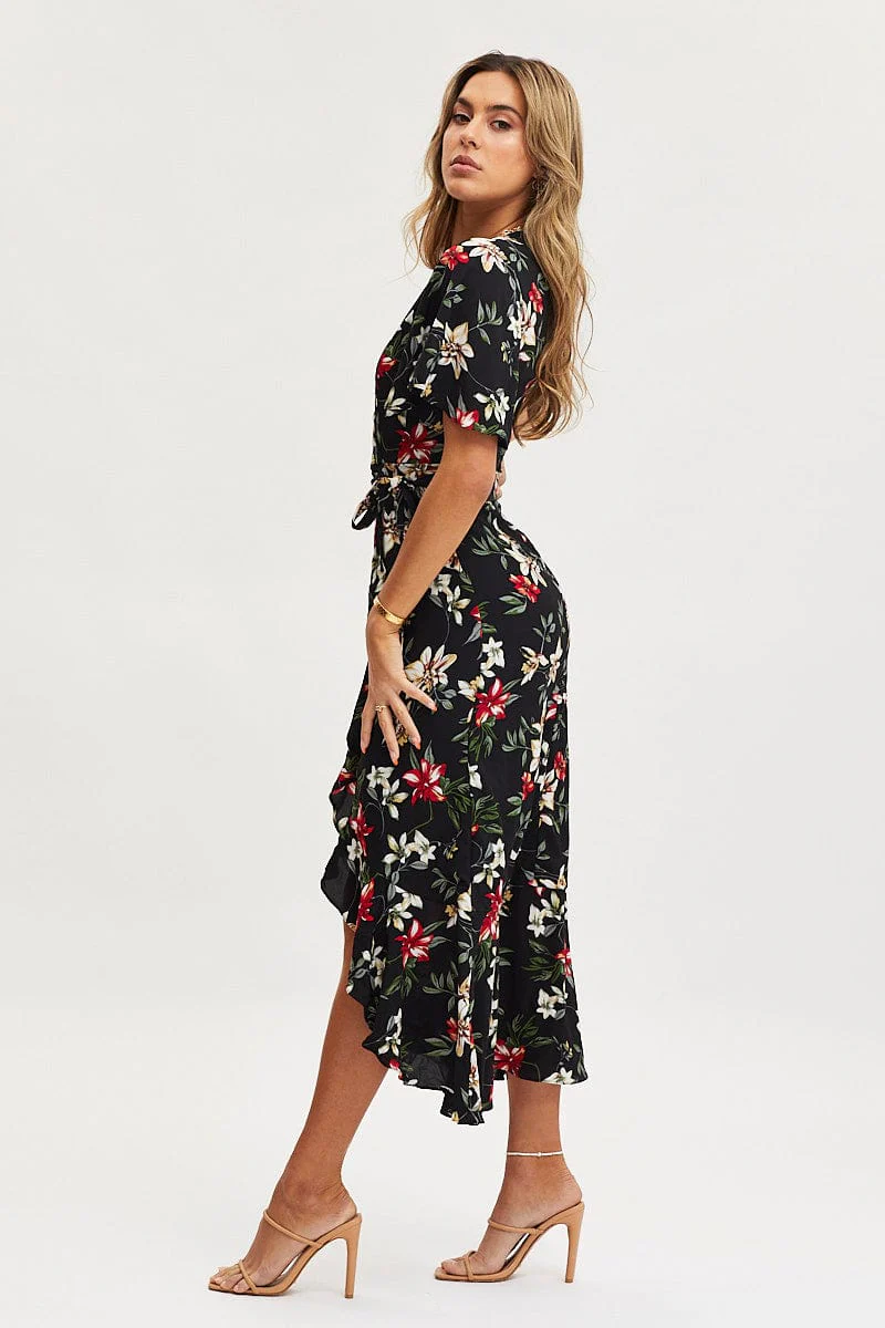 Print Dress Short Sleeve Maxi