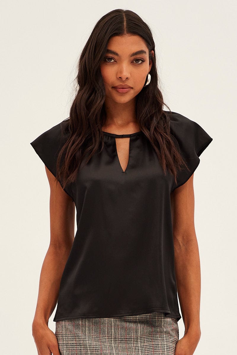 Black Workwear Bell Sleeve Top
