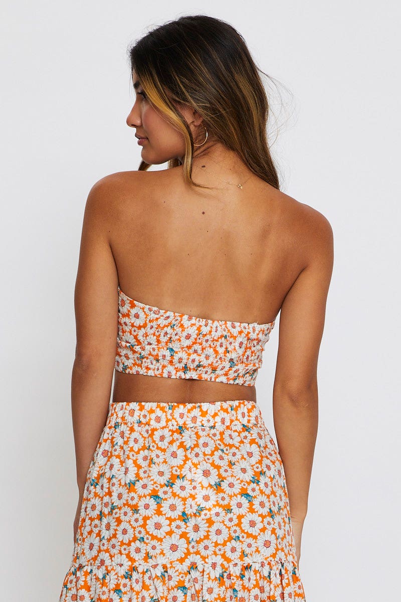 Print Singlet Top Crop