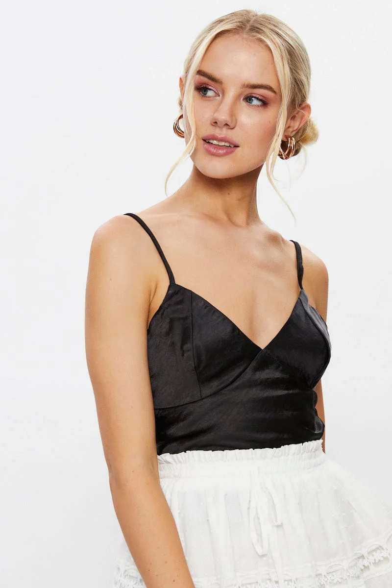 Black Satin Cami Top