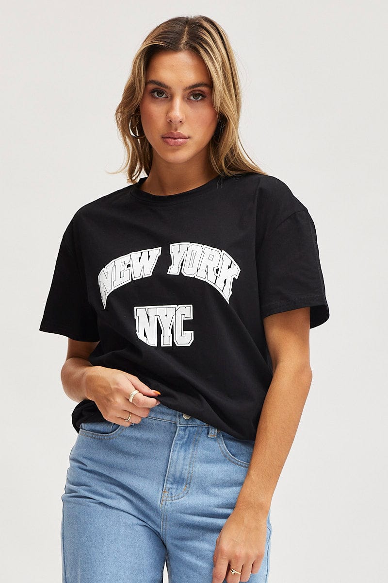 Black Graphic T Shirt Short Sleeve