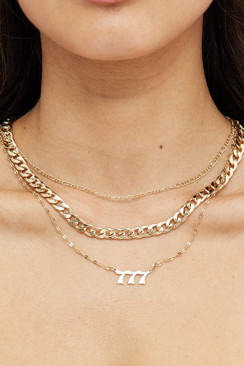 Gold 777 Number Layered Necklace