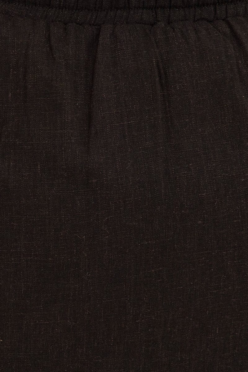 Black Mini Skirt High Rise Linen Blend