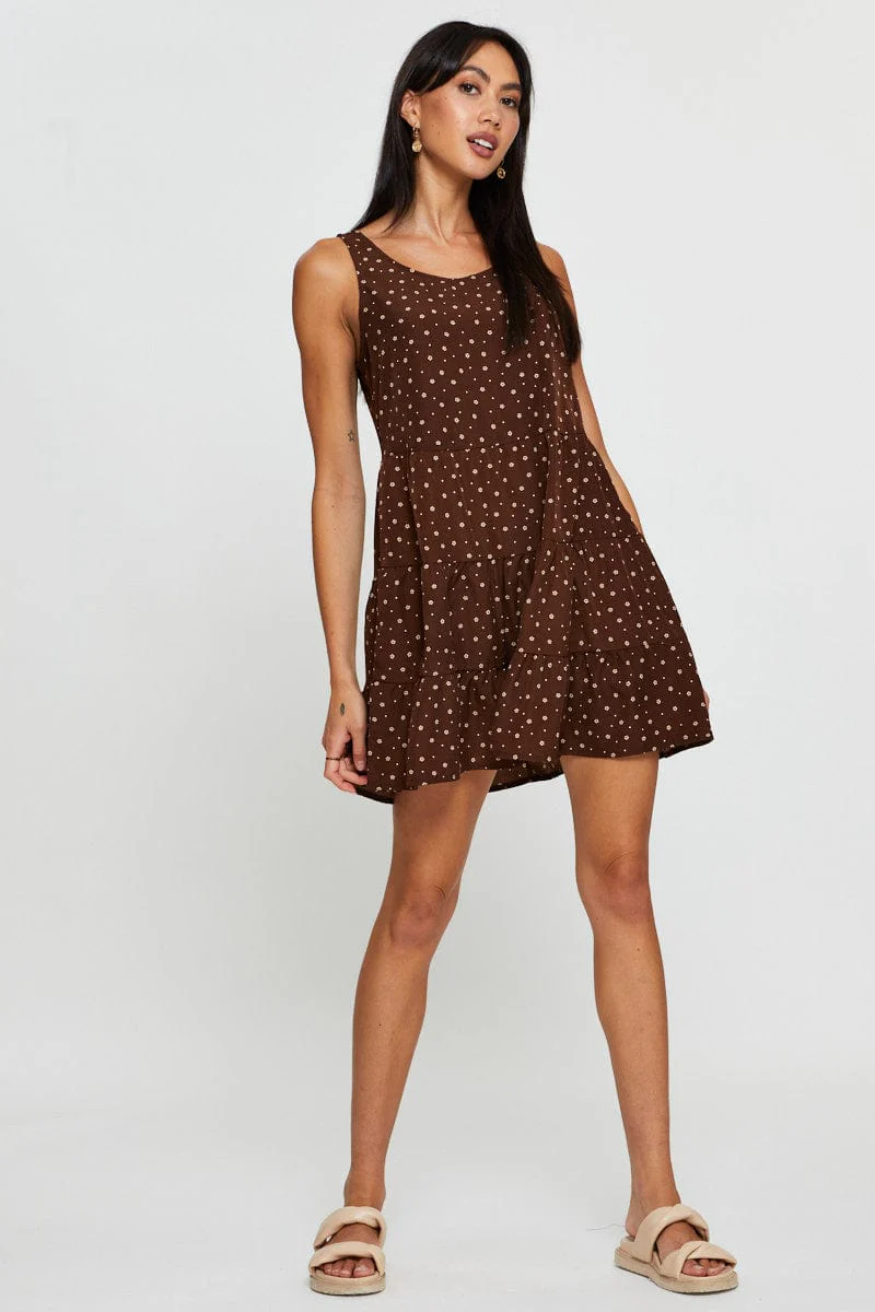 Print A Line Dress Mini