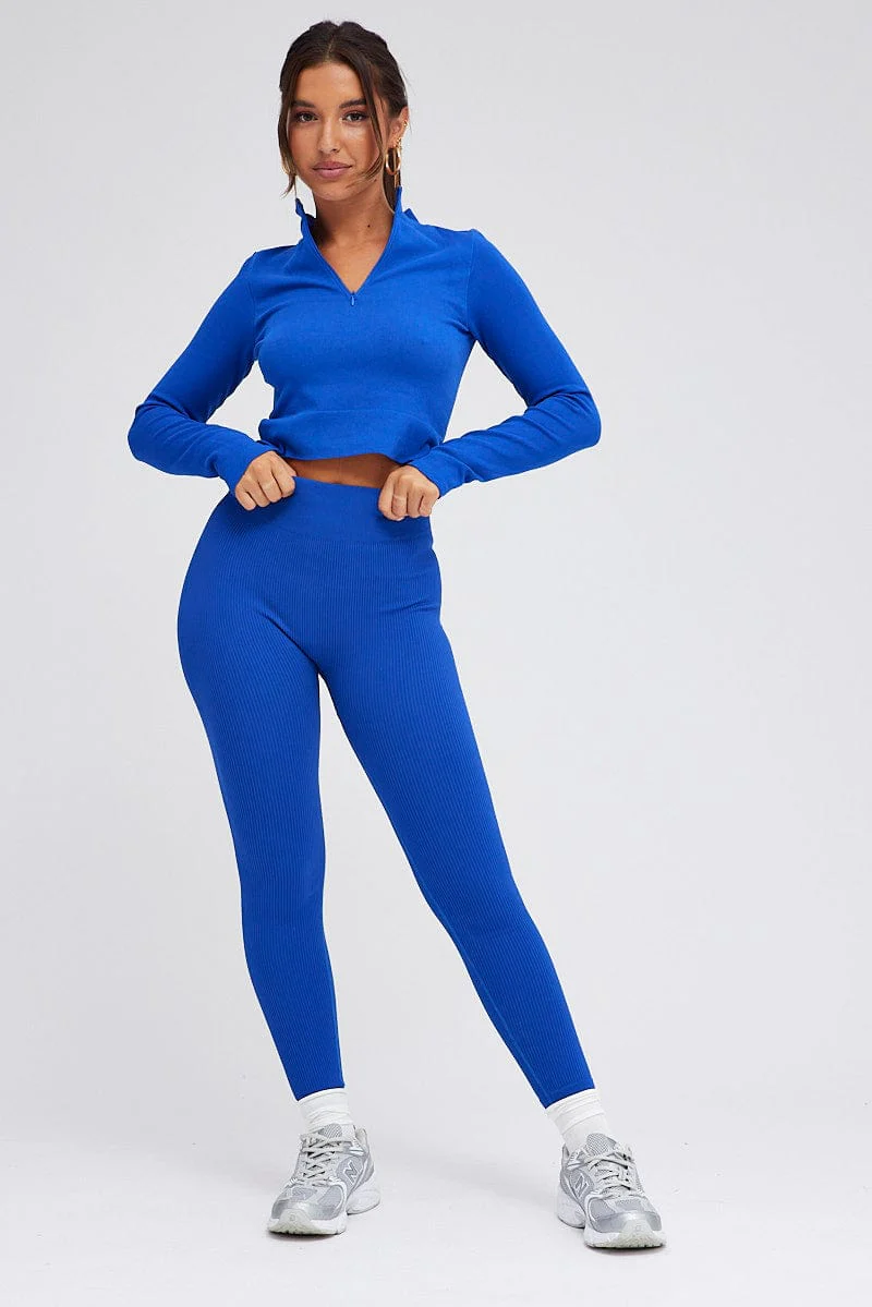 Blue Leggings Seamless Activewear