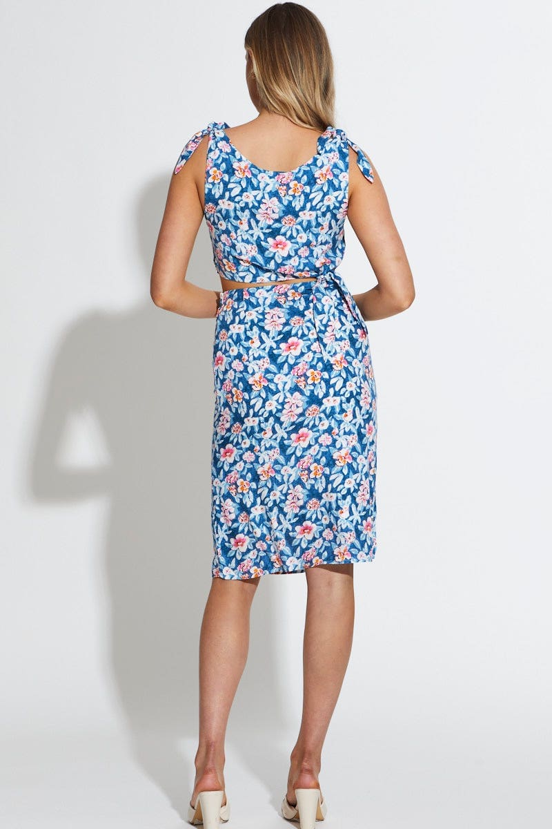 Print Midi Dress Sleeveless