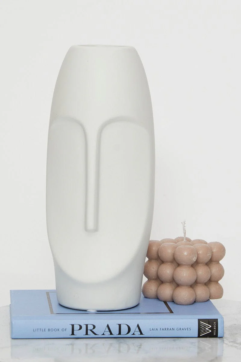 White Face Vase 24Cm Tall