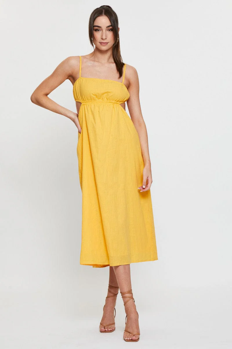 Orange Midi Dress Sleeveless