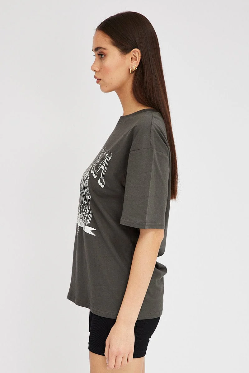 Grey Graphic Tee Short Sleeve
