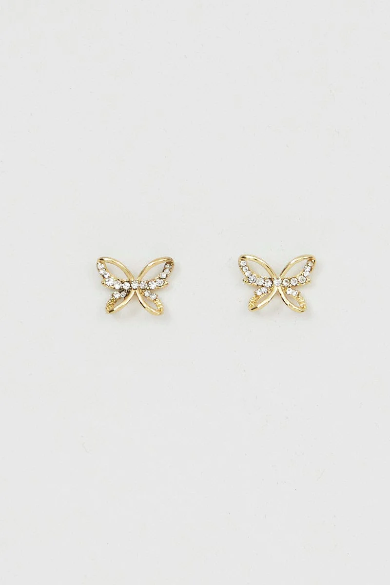 Gold Butterfly Earrings