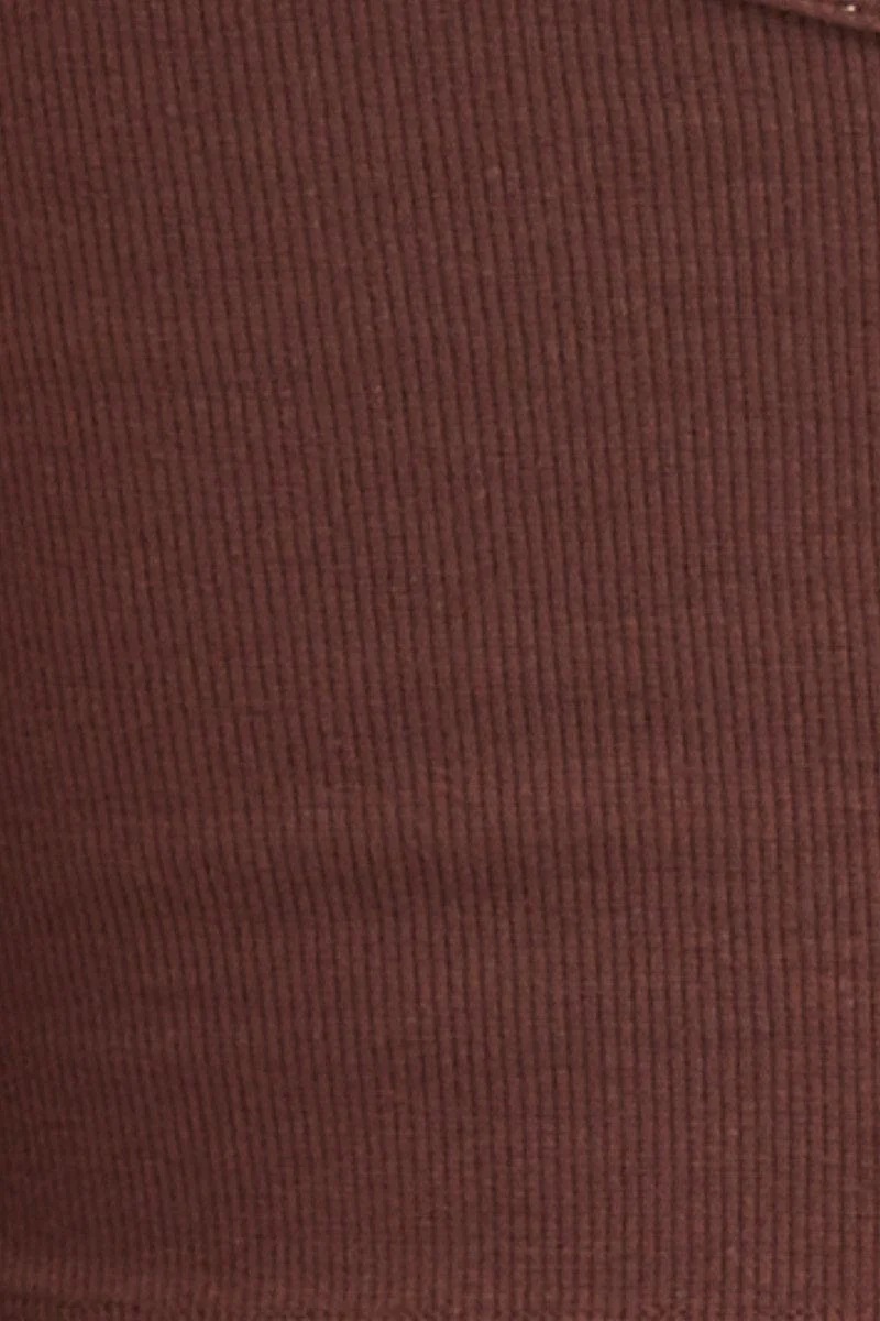 Brown Tank Rib Notch Cropped Rib