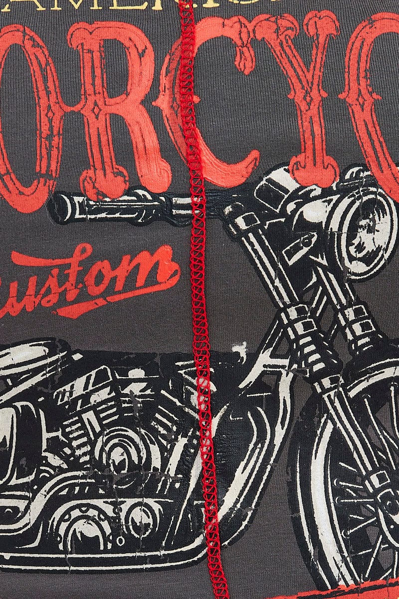 Grey Scarf Hem Top Sleeveless Crew Neck