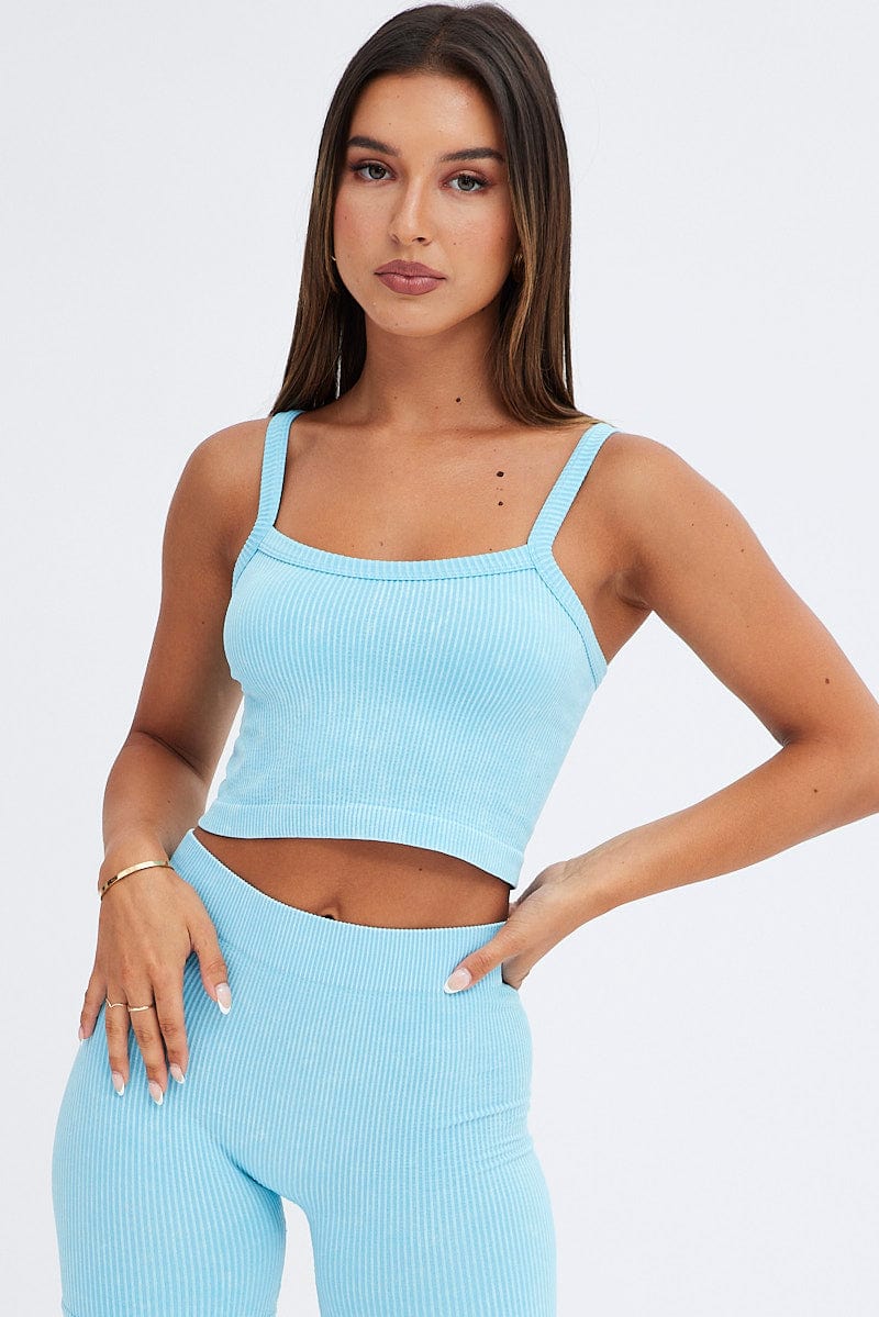 Blue Crop Singlet Top Seamless