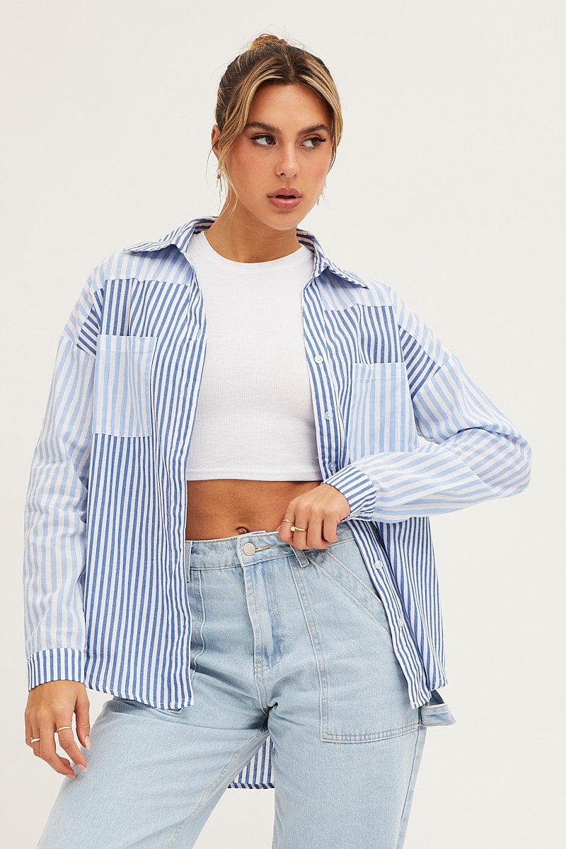 Stripe Long Sleeve Stripe Button Up Shirt