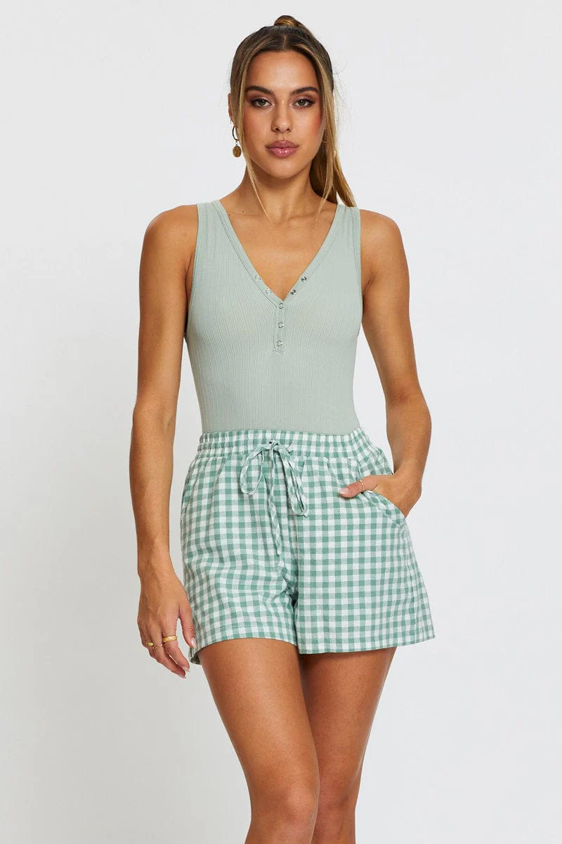 Check Shorts Elastic Waist