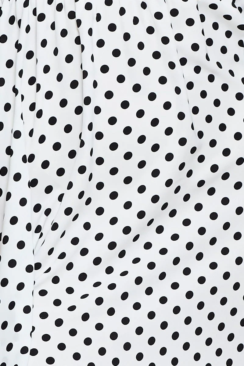 Polka Dot Mini Dress Short Sleeve Sweetheart Neckline