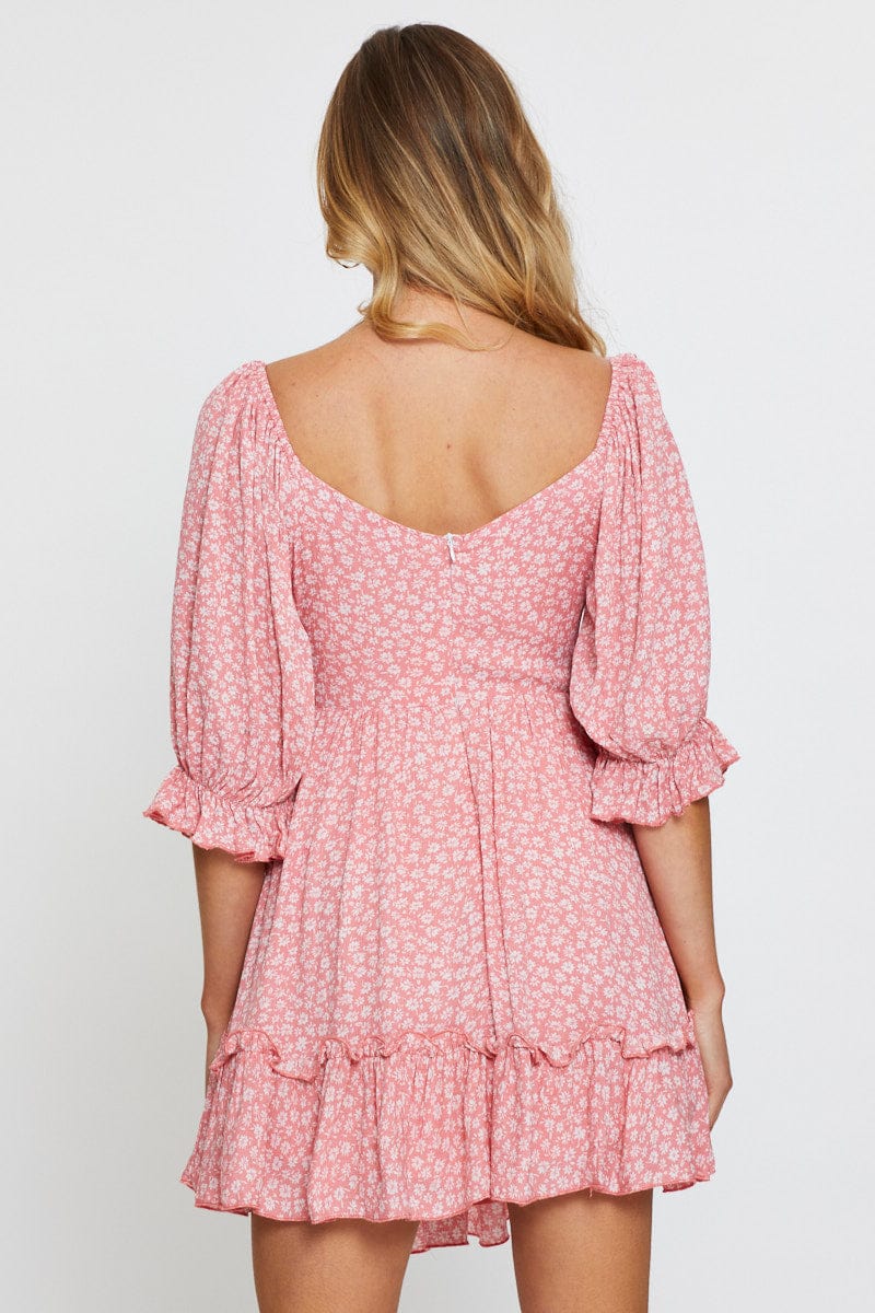 Print Mini Dress Long Sleeve