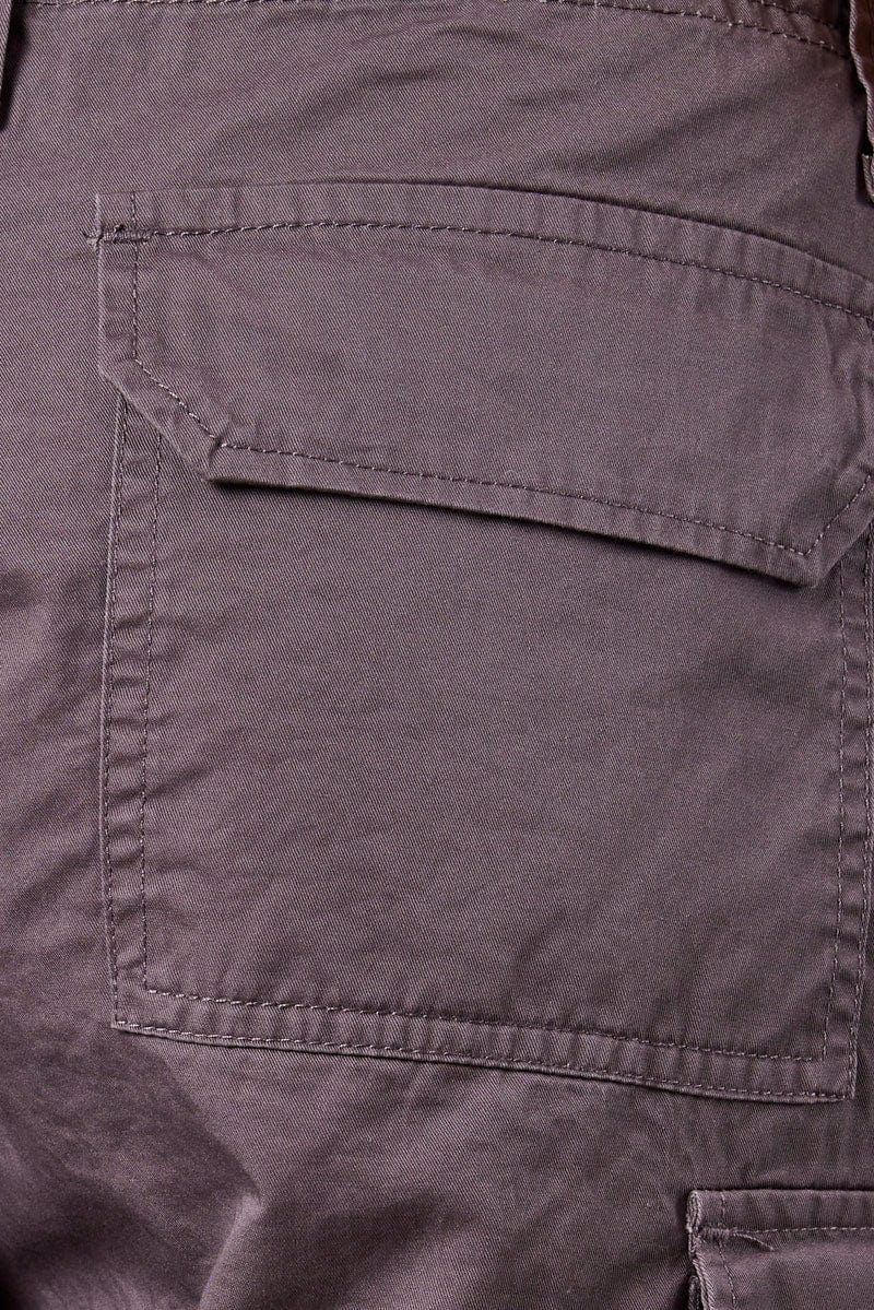Grey Cargo Shorts Low Rise