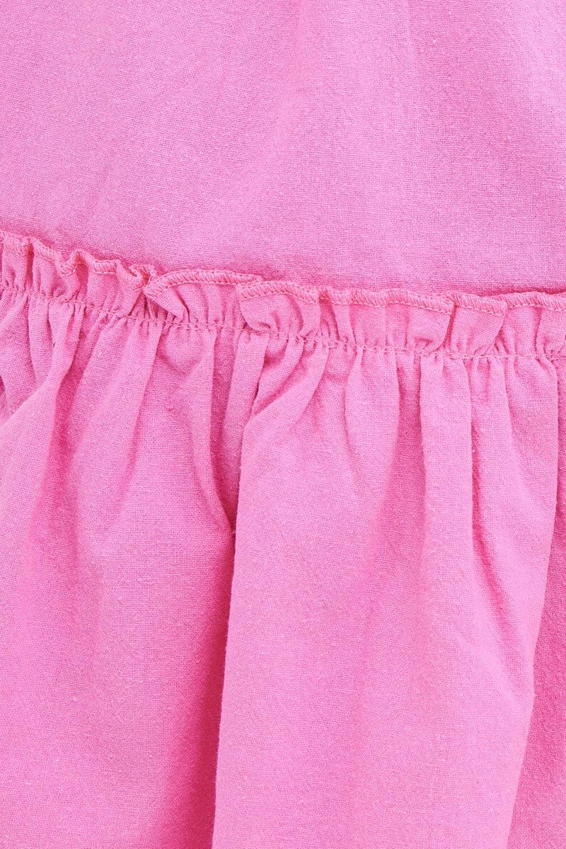 Pink Button Front Mini Swing Dress