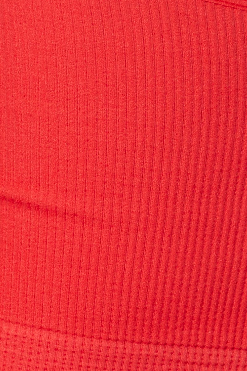 Red Crop Top Halter Neck Seamless