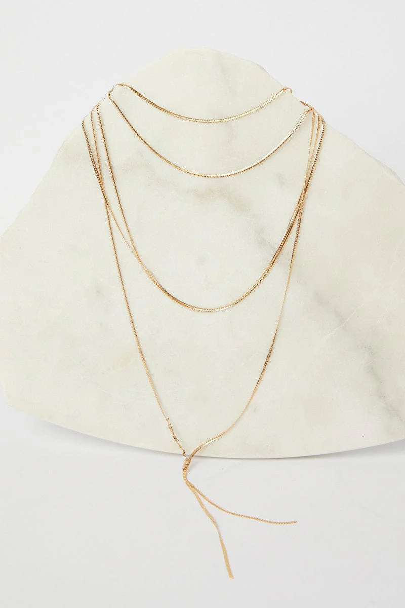 Gold Layered Multi Colour Row Necklace