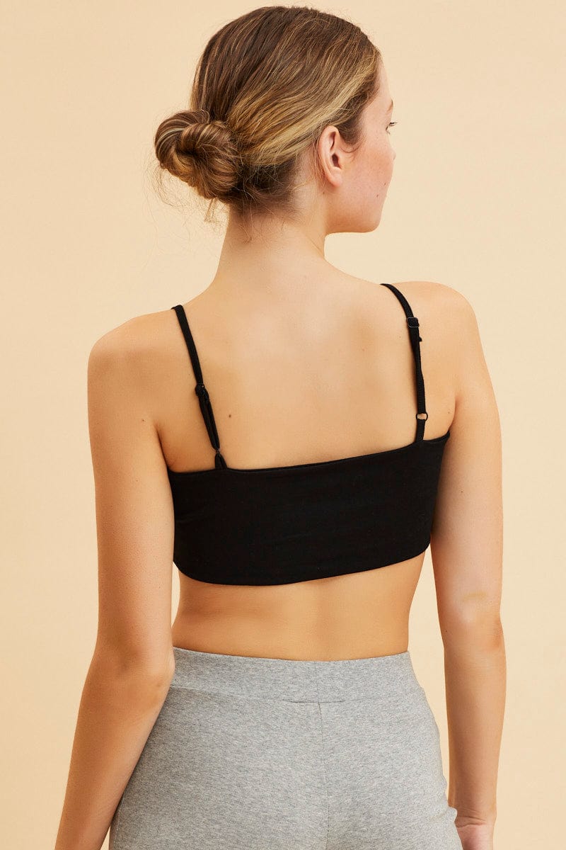 Black Bandeau Singlet Top Cotton Stretch