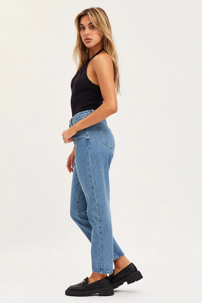 Blue Mom Jeans High Rise