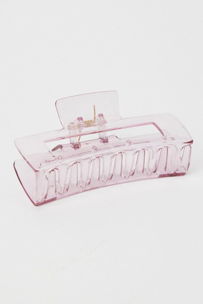 Pink Large Rectangle Claw Clip