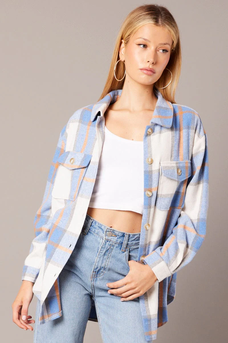 Blue Check Relaxed Shirt Long Sleeve