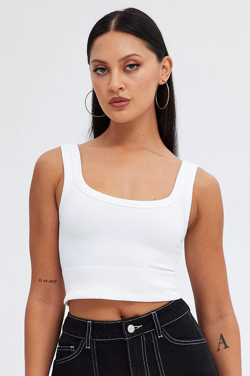 White Bralette Seamless Rib