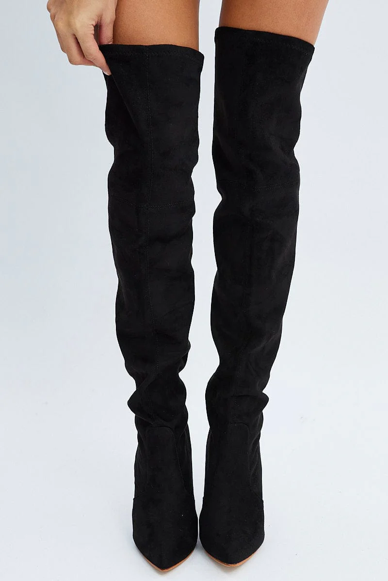 Black Over The Knee Heeled Boots