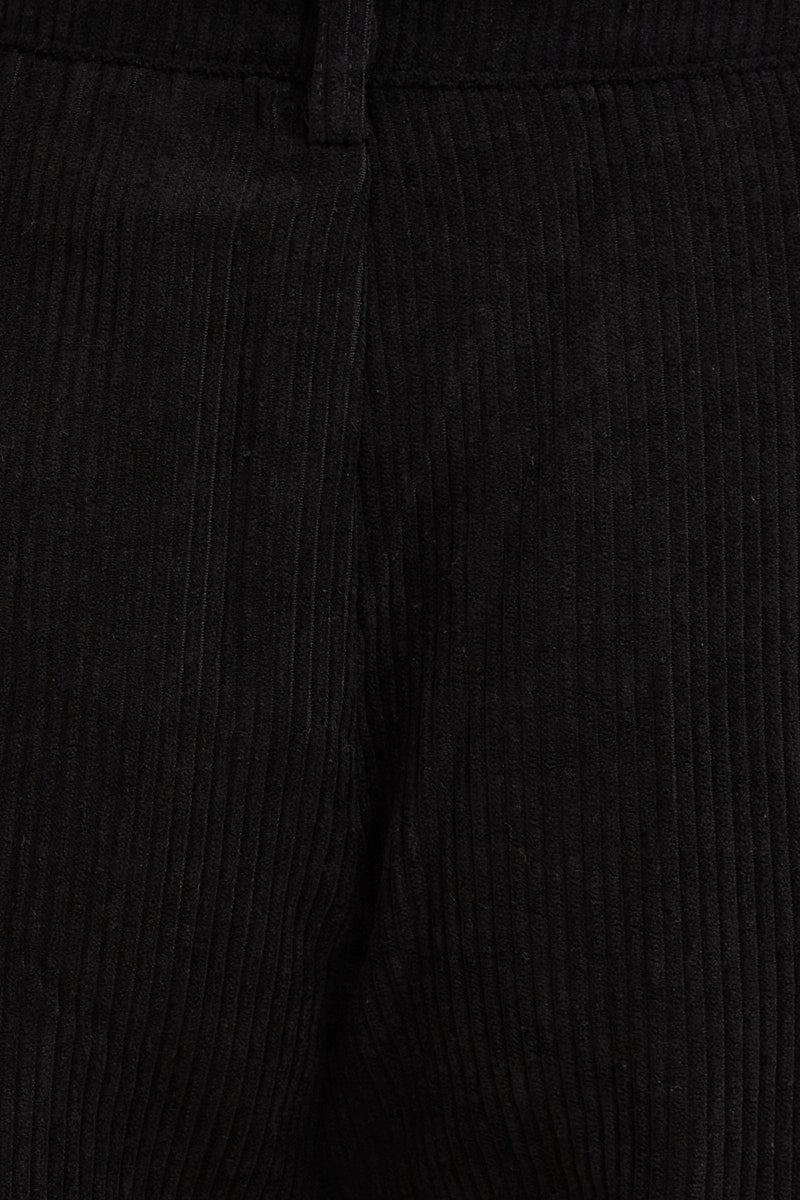 Black Wide Leg Pants Mid Rise Corduroy