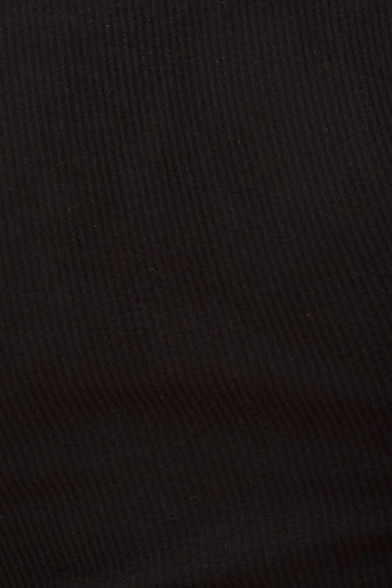 Black Seamless T-Shirt Crop Short Sleeve Square Neck