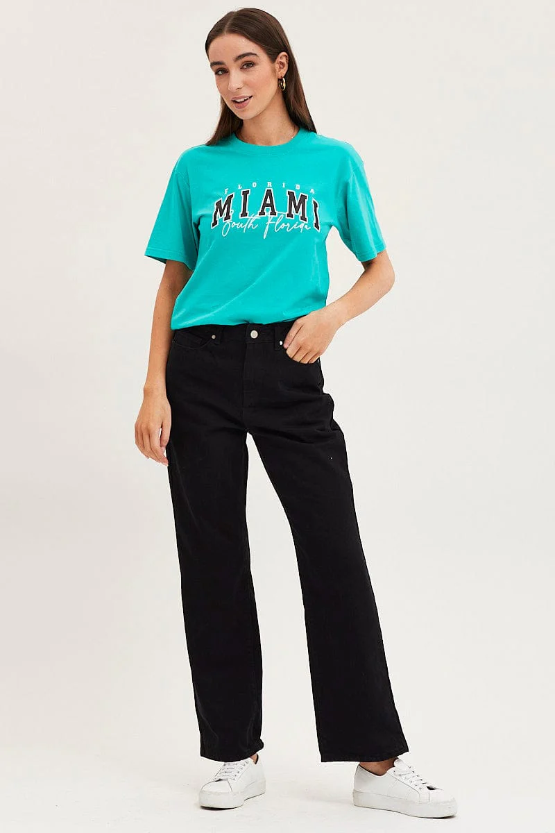 Green Graphic T Shirt Short Sleeve