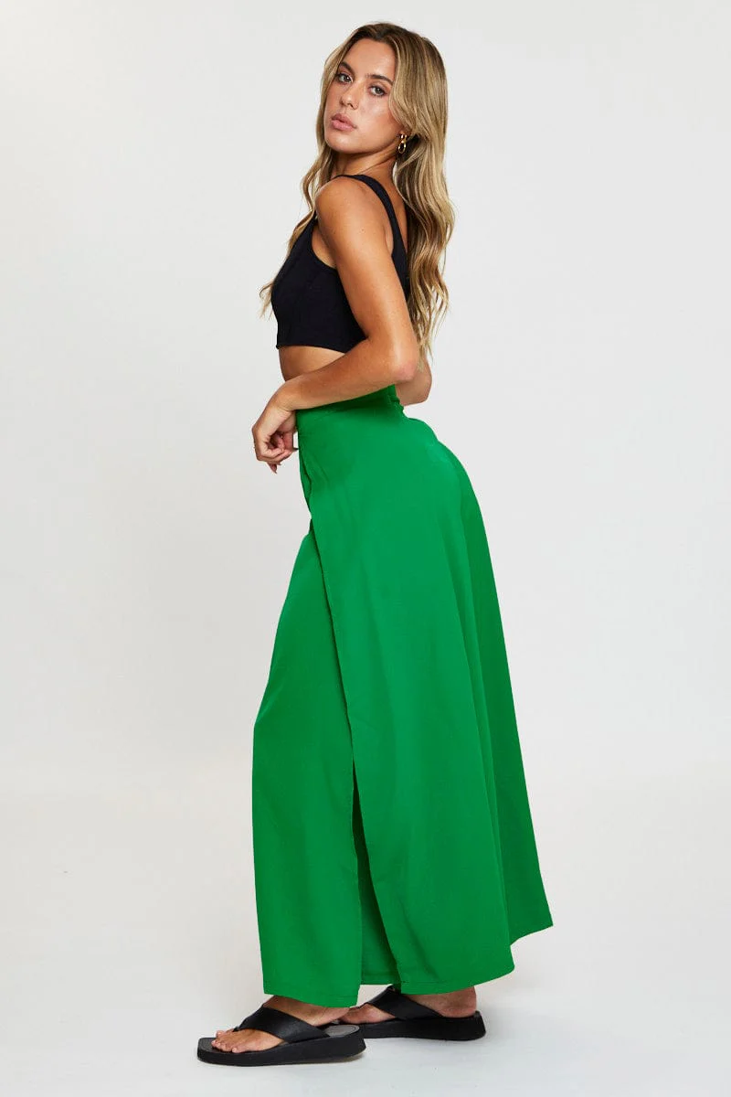 Green Wide Leg Pants