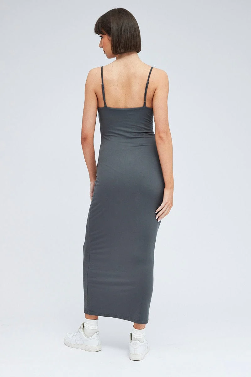 Grey Supersoft Slim Fit Maxi Dress