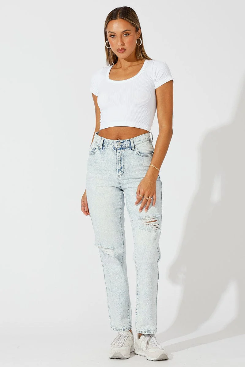 White T Shirt Short Sleeve Round Neck Seamless