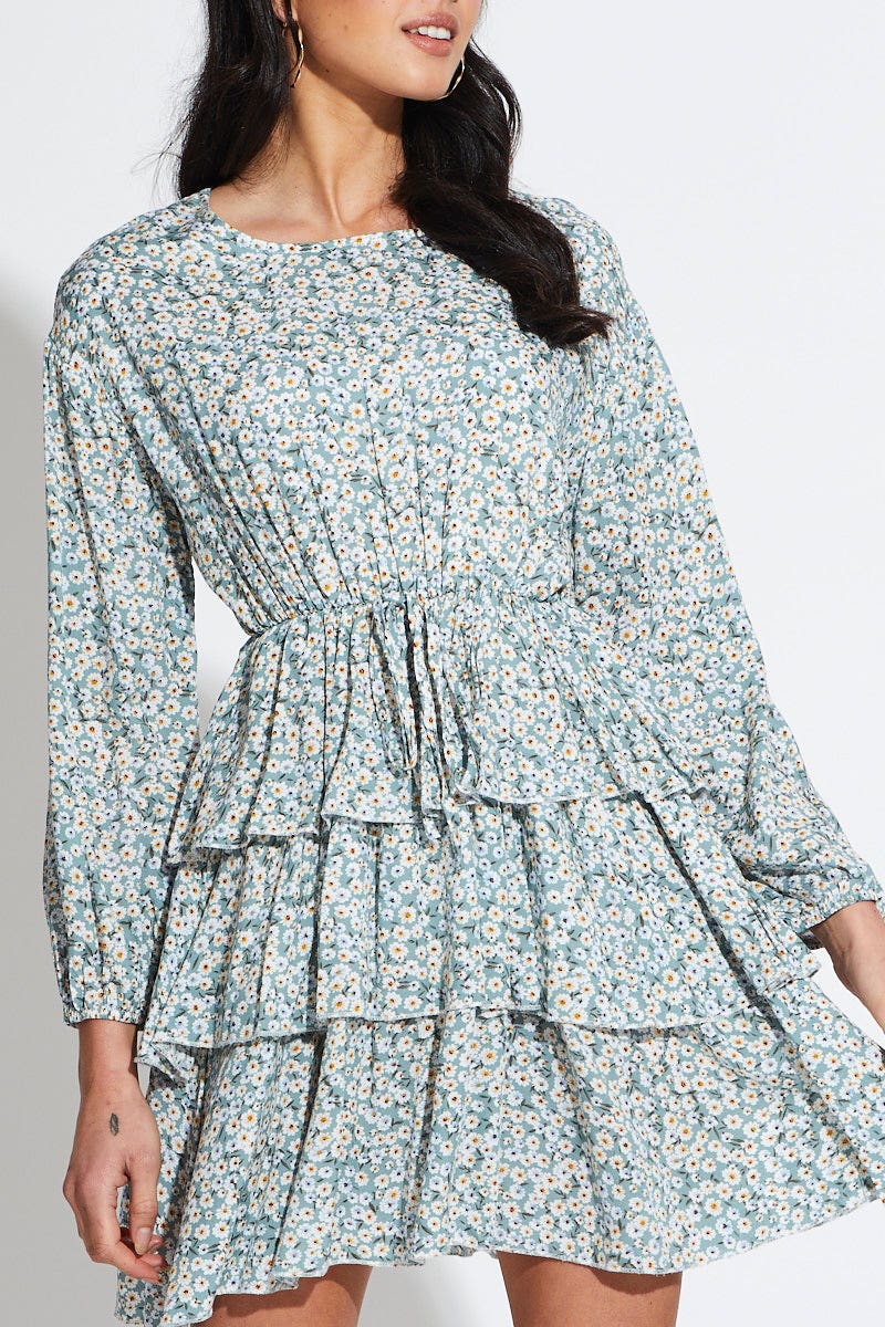 Print Mini Dress Long Sleeve
