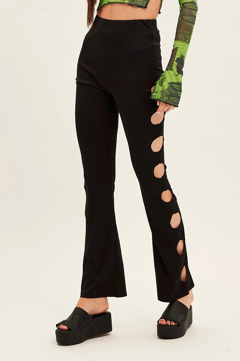 Black Pant Mid Rise Flare