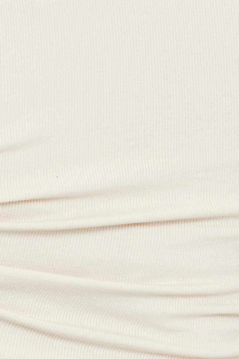 Beige Crop Top One Shoulder