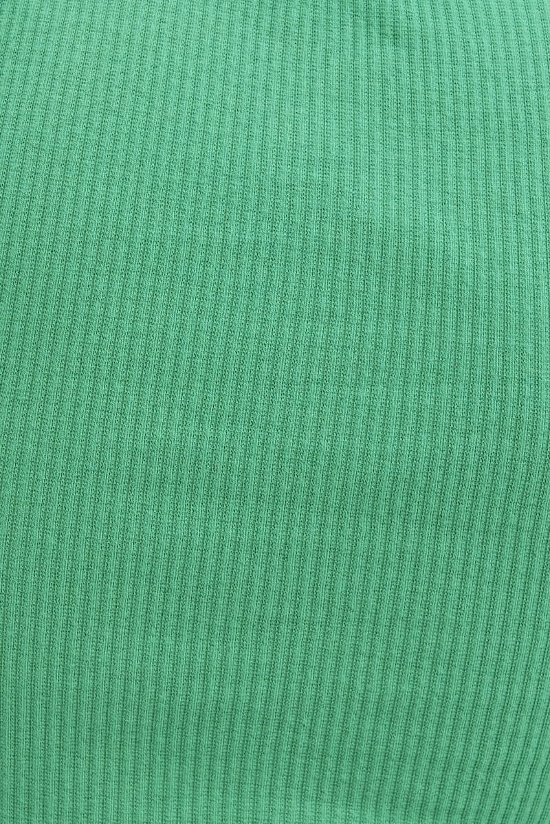 Green Tank Top Sleeveless Crew Neck