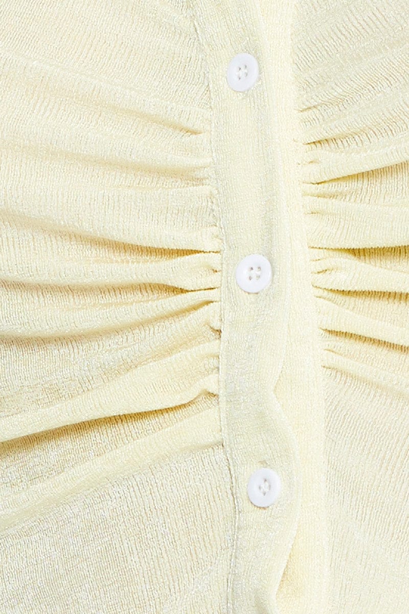 Yellow Button Front Top Sleeveless