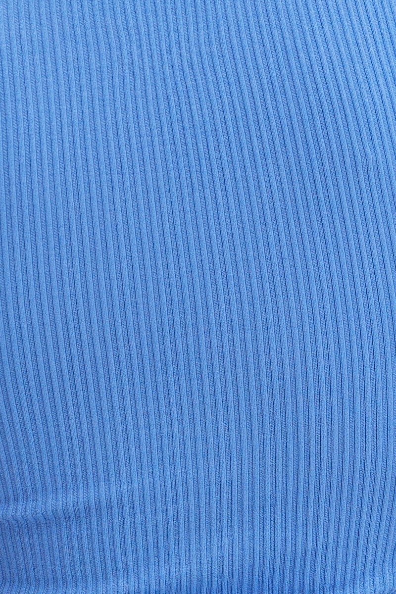 Blue Tank Top Crew Neck Seamless