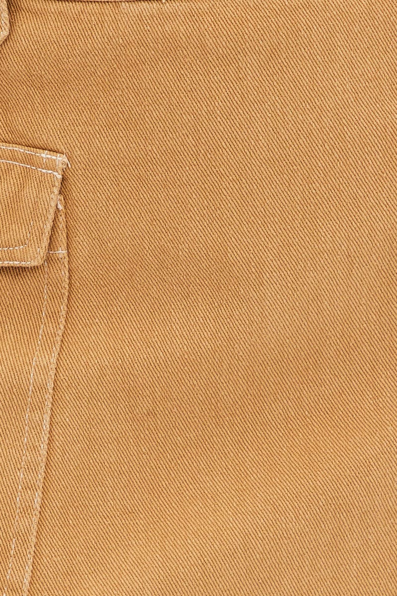 Beige Cargo Skirt Mini High Rise