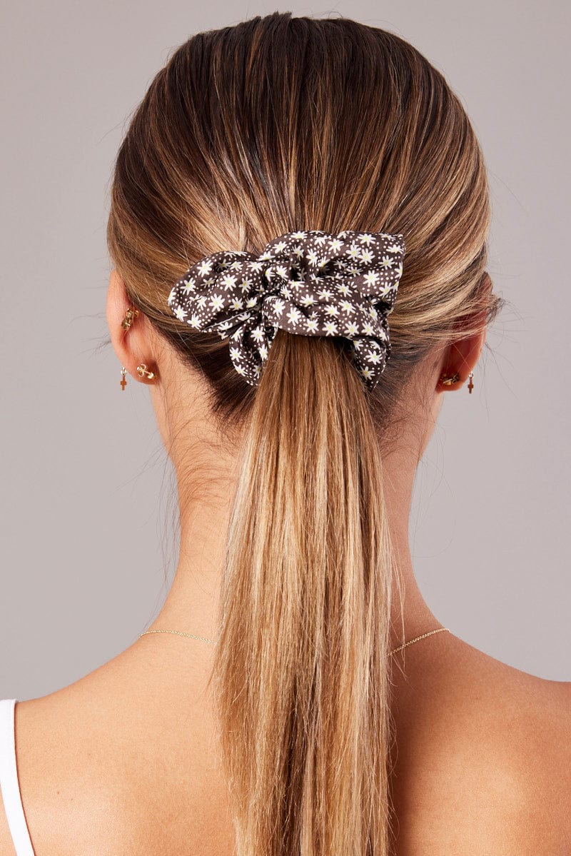 Brown Ditsy Scrunchie