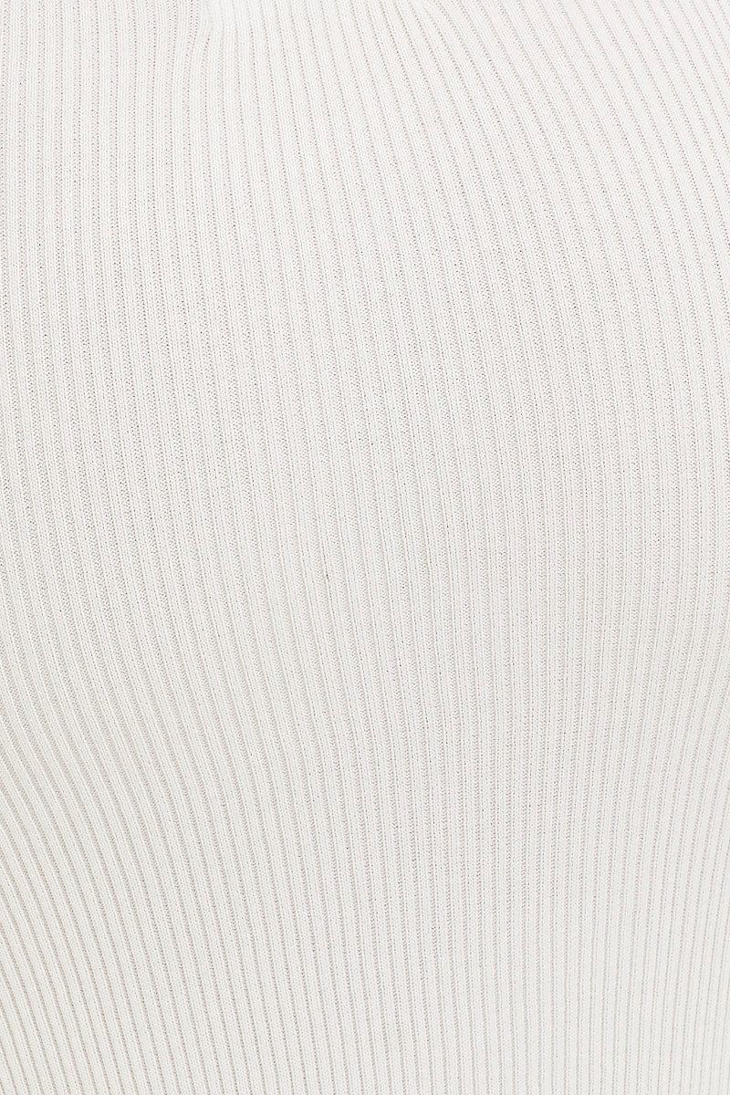 White Slit Kint Midi Skirt